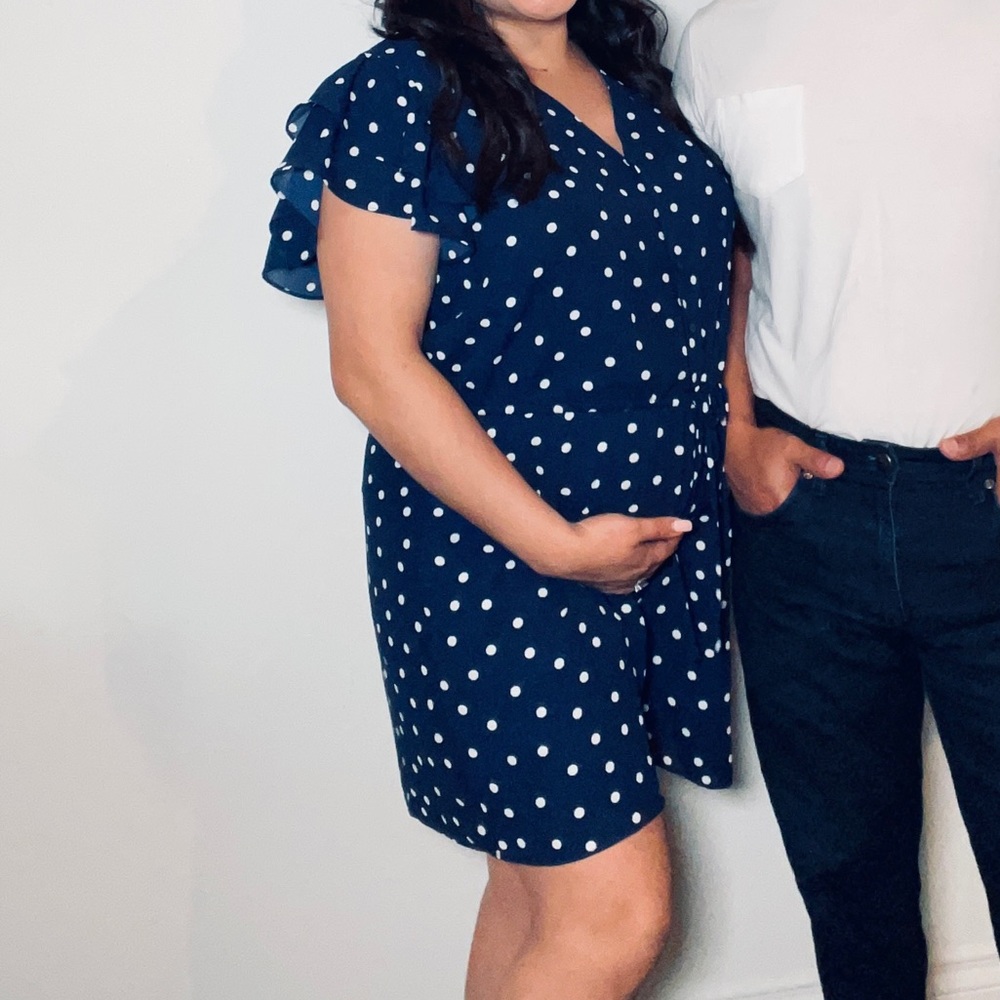 XL navy blue polka dot romper